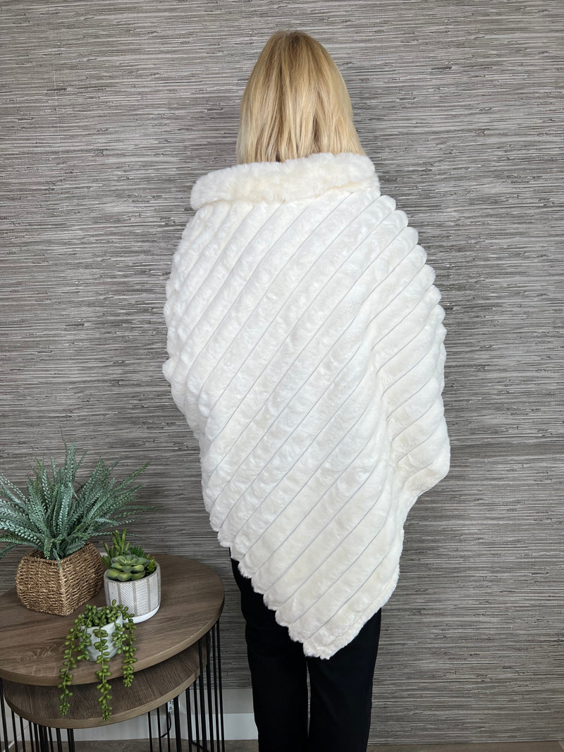 Carmen Faux Fur Poncho Winter White