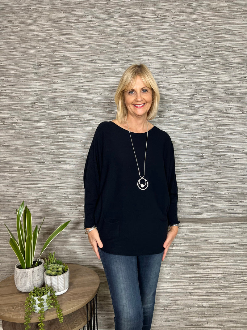 Trish Batwing Sweater Navy