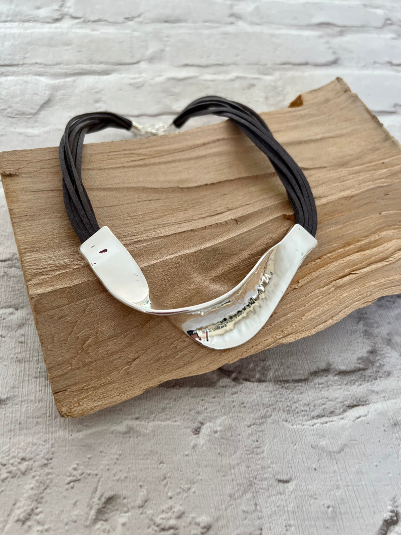 Tanya Twist Statement Necklace Grey/Shiny