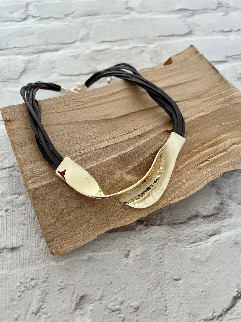 Tanya Twist Statement Necklace Grey/Gold