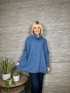 Wilma Polo Neck Poncho Denim