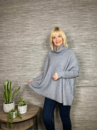Wilma Polo Neck Poncho Grey