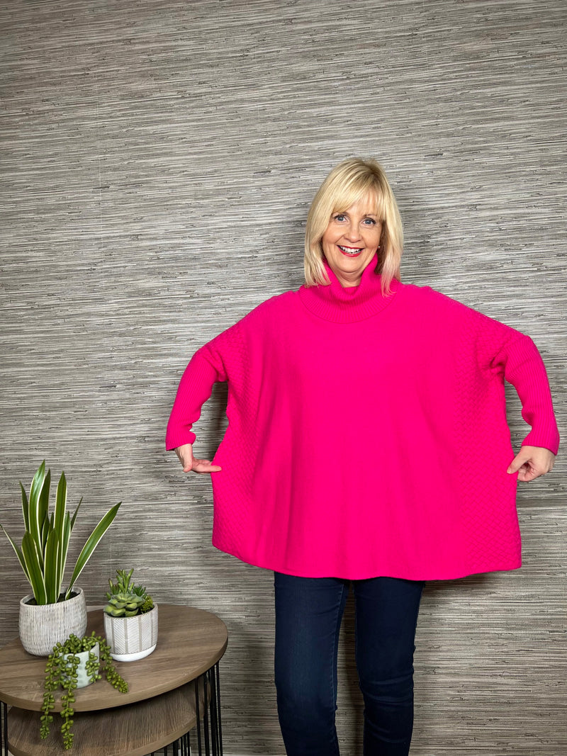 Wilma Polo Neck Poncho Denim