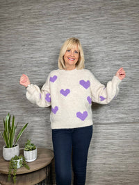 Minnie Heart Sweater Oatmeal/Orange