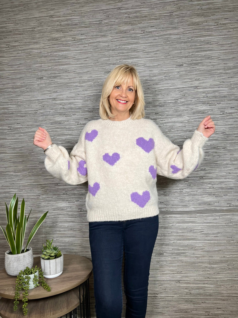 Minnie Heart Sweater Oatmeal/Orange