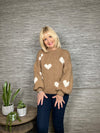 Minnie Heart Sweater Camel/Cream