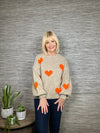 Minnie Heart Sweater Oatmeal/Orange