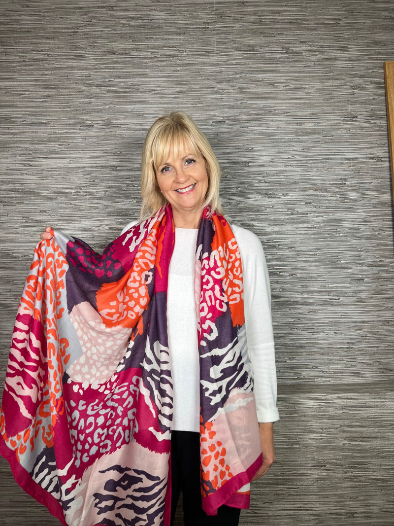 Eco Zebra & Leopard Scarf Orange