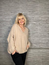 Avril V-Neck Mohair Sweater Biscuit