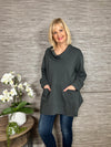 Christy Cowl Neck Sweatshirt Charcoal