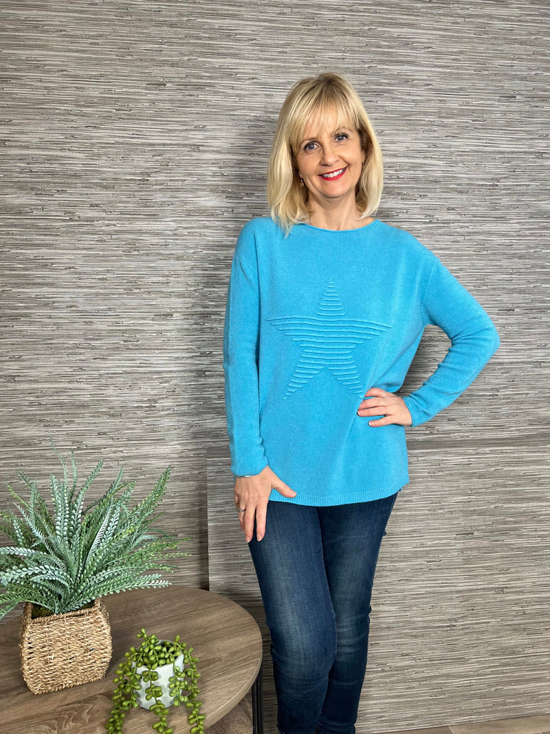 Cathy Star Sweater Turquoise