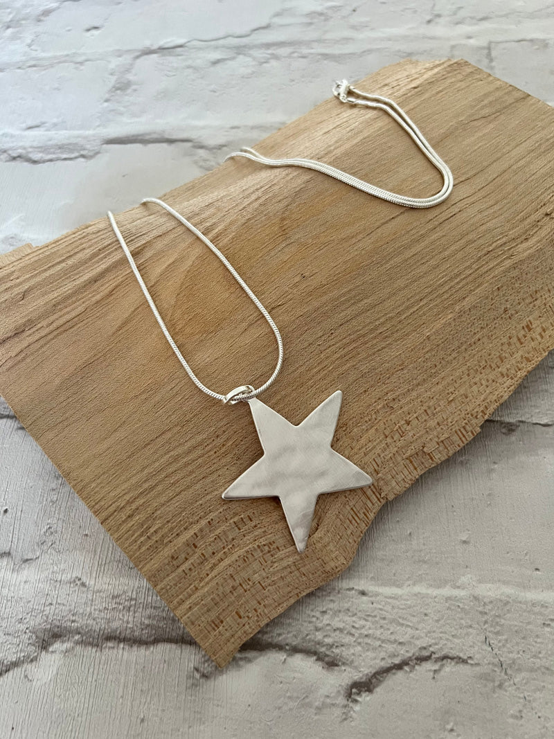 Callie Silver Star Long Necklace