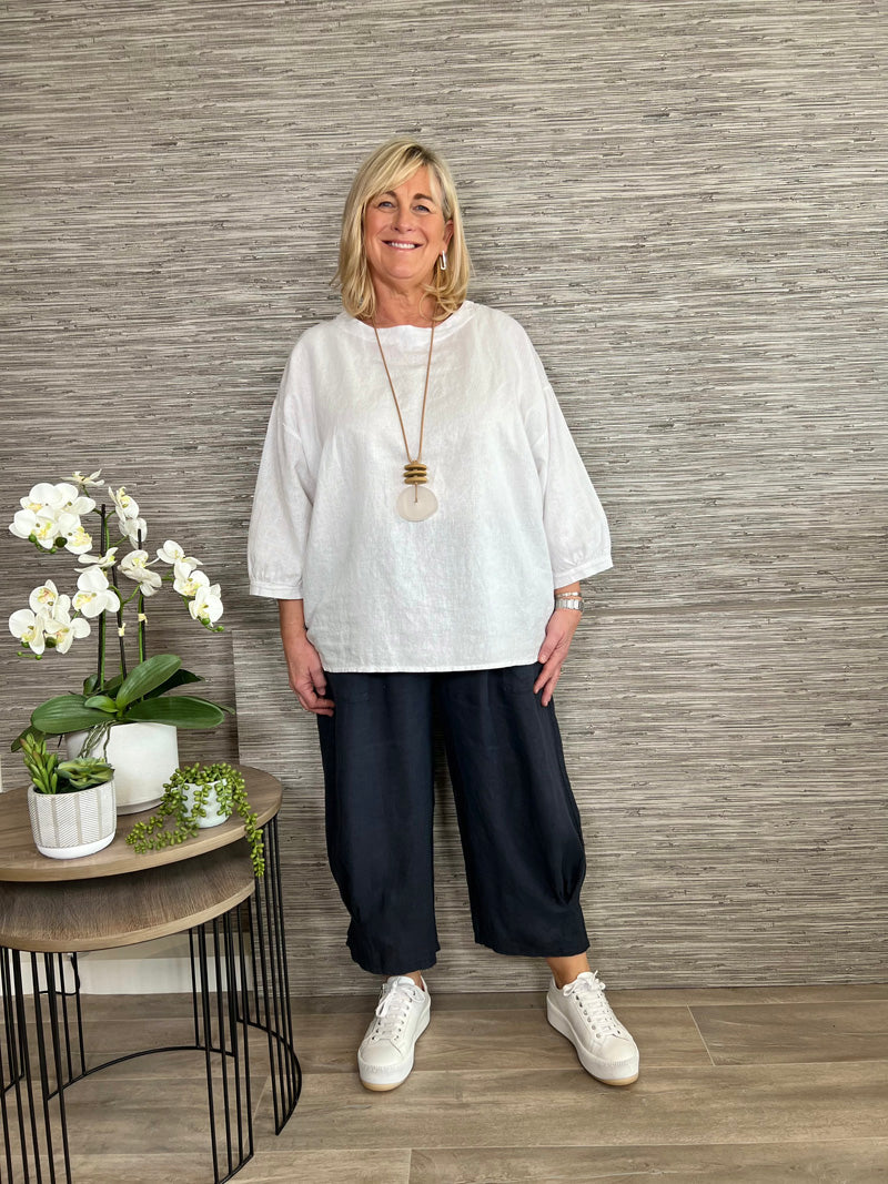Abby Linen Trousers White
