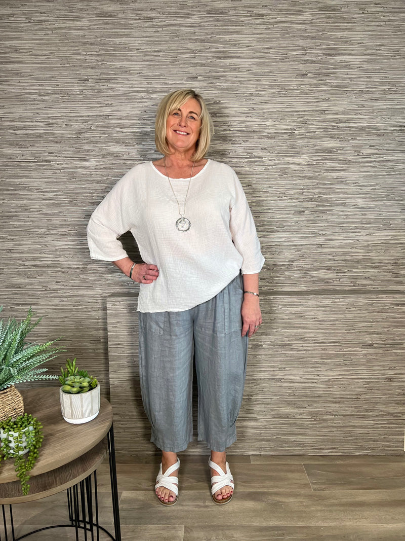 Abby Linen Trousers Grey