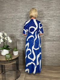 Alexa Swirl Print Maxi Dress Cobalt