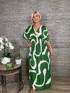 Alexa Swirl Print Maxi Dress Emerald