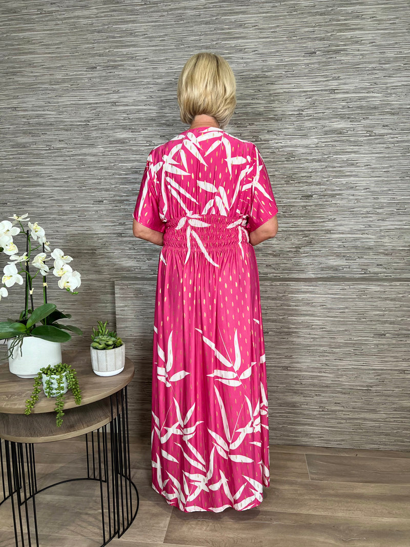 Alexa Tropical Print Maxi Dress Rose