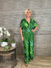 Alexa Tropical Print Jumpsuit Emerald