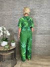 Alexa Tropical Print Jumpsuit Emerald