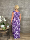 Annalise Leaf Print Maxi Dress Purple Curve