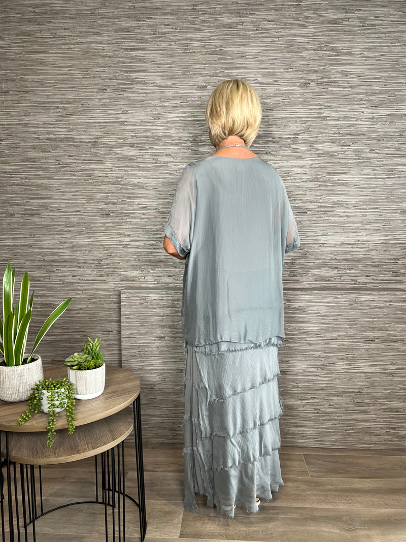 Sophia Silk Dress Stone