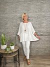 Ava Cotton/Linen Tiered Top White