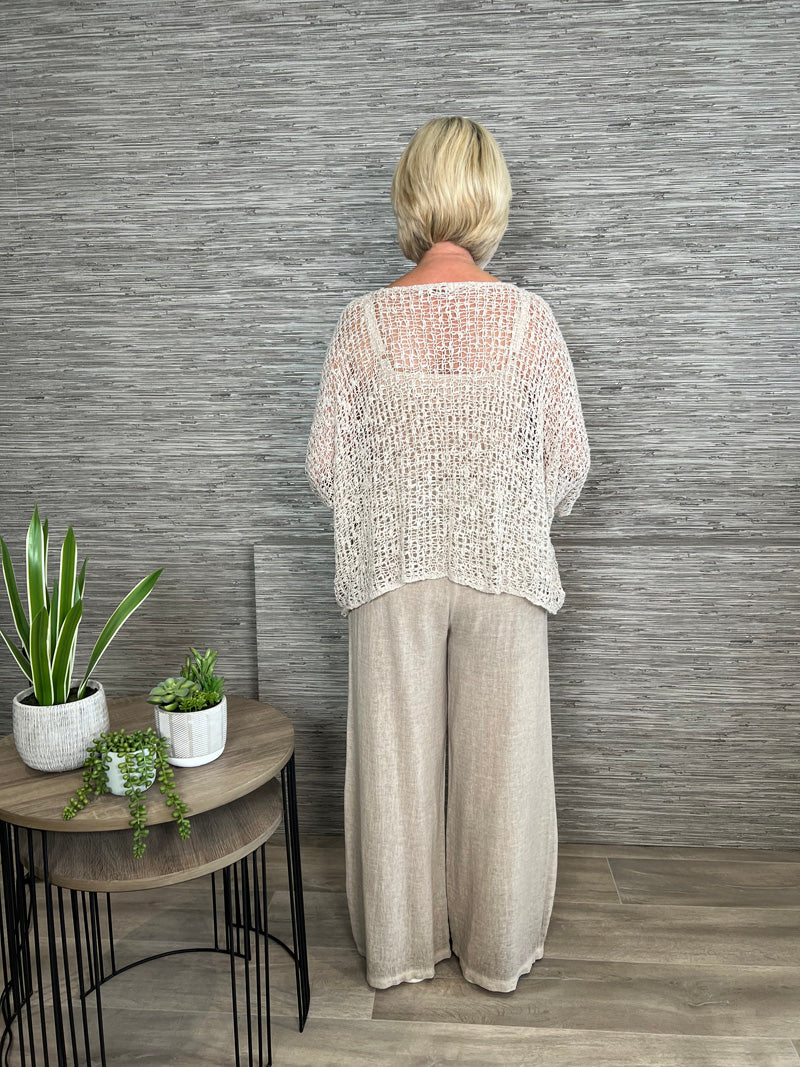 Ava Cotton Mix Trousers Stone