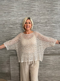 Popcorn Poncho Top Khaki