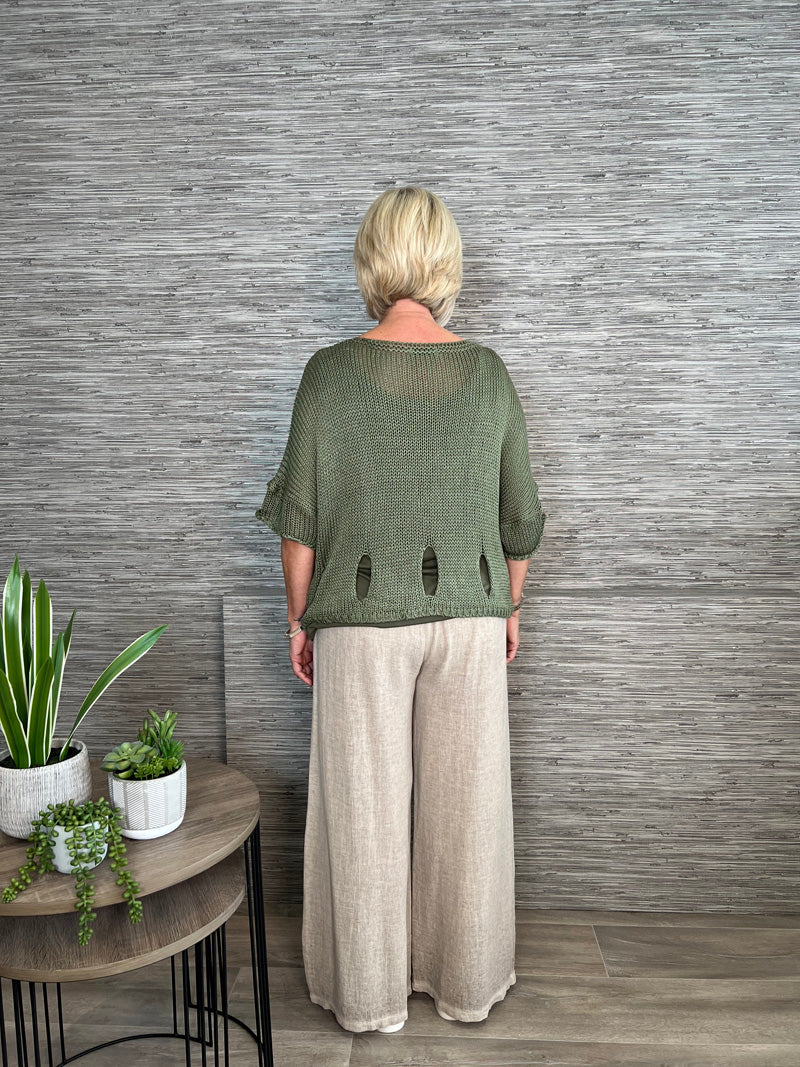 Ava Cotton Mix Trousers Pale Denim