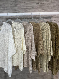 Popcorn Poncho Top Khaki