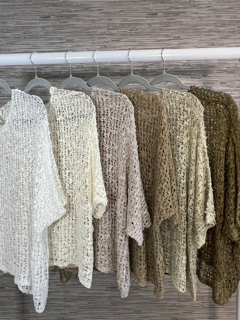 Popcorn Poncho Top Khaki