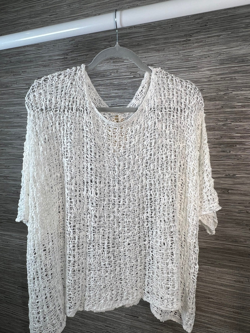 Popcorn Poncho Top White