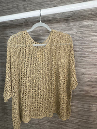Popcorn Poncho Top Taupe