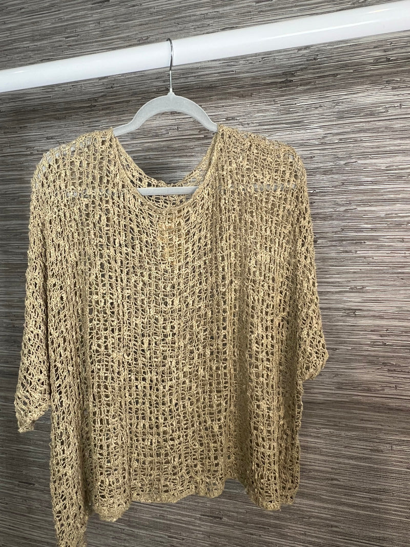 Popcorn Poncho Top Taupe