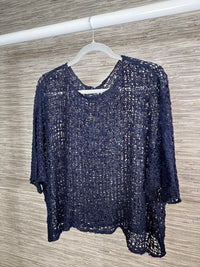 Popcorn Poncho Top Navy