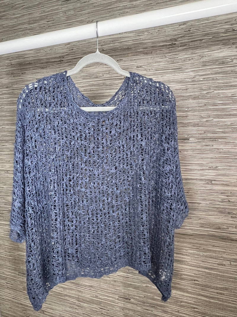 Popcorn Poncho Top Denim