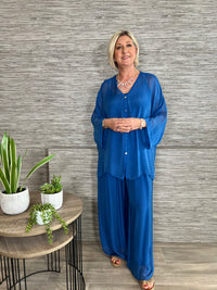Silk Button Up Top Stone