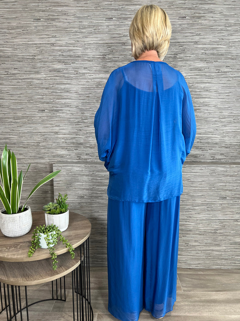 Selena Silk Floaty Trousers Stone