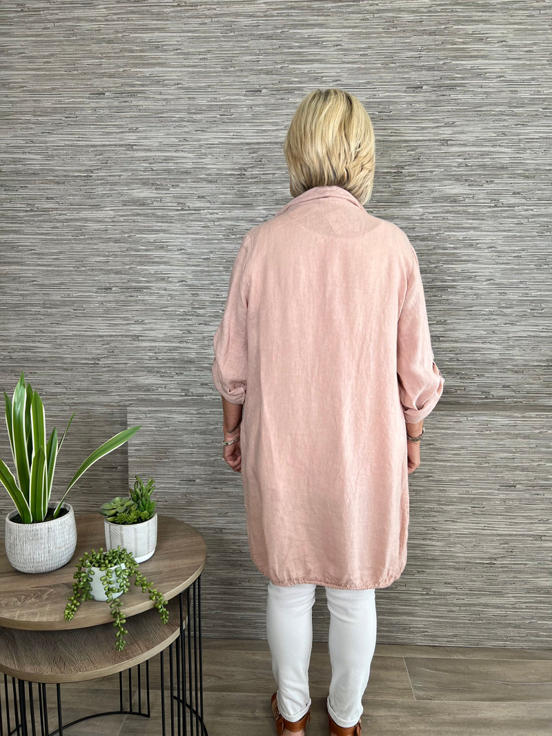 Hope Waterfall Linen Jacket Blush