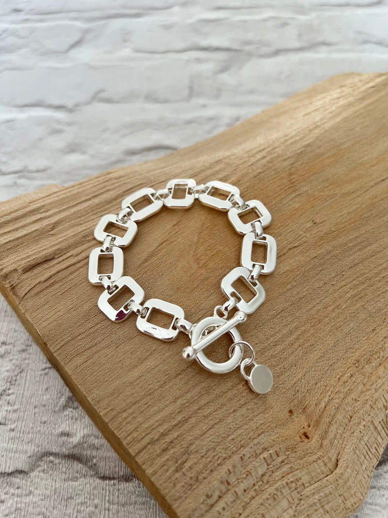 Square Links Bracelet Silver
