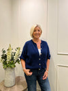 Mohair Round Neck Cardigan Navy