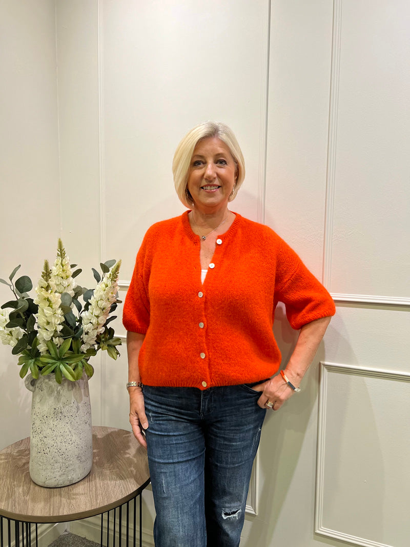Mohair Round Neck Cardigan Stone