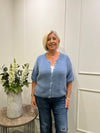 Mohair Round Neck Cardigan Denim