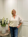 Mohair Round Neck Cardigan Stone
