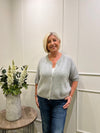 Mohair Round Neck Cardigan Pale Grey