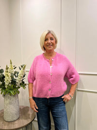 Mohair Round Neck Cardigan Denim