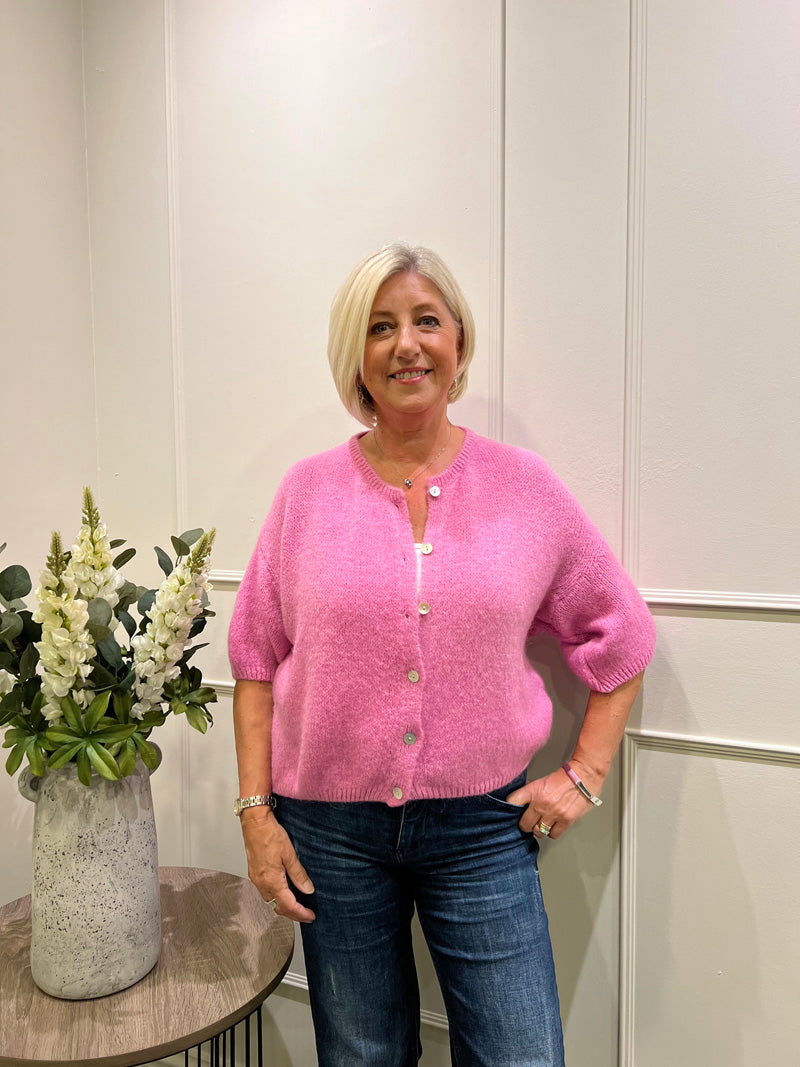 Mohair Round Neck Cardigan Denim