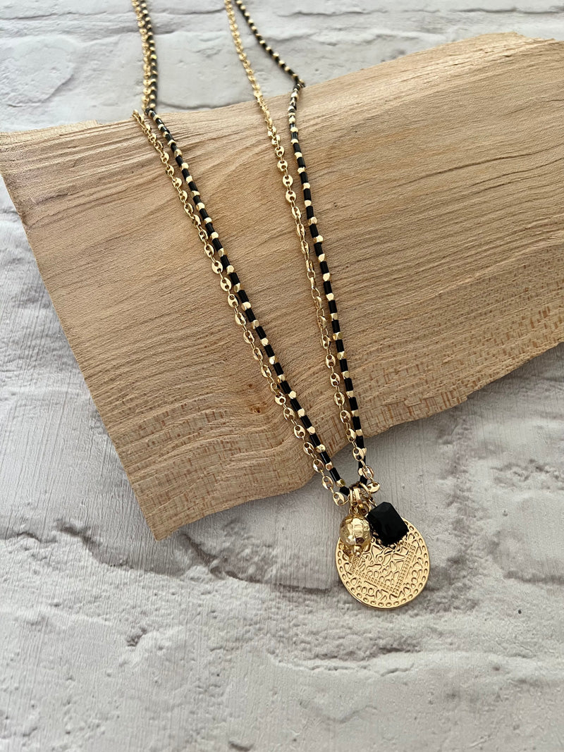 Lola Long Necklace Black/Gold