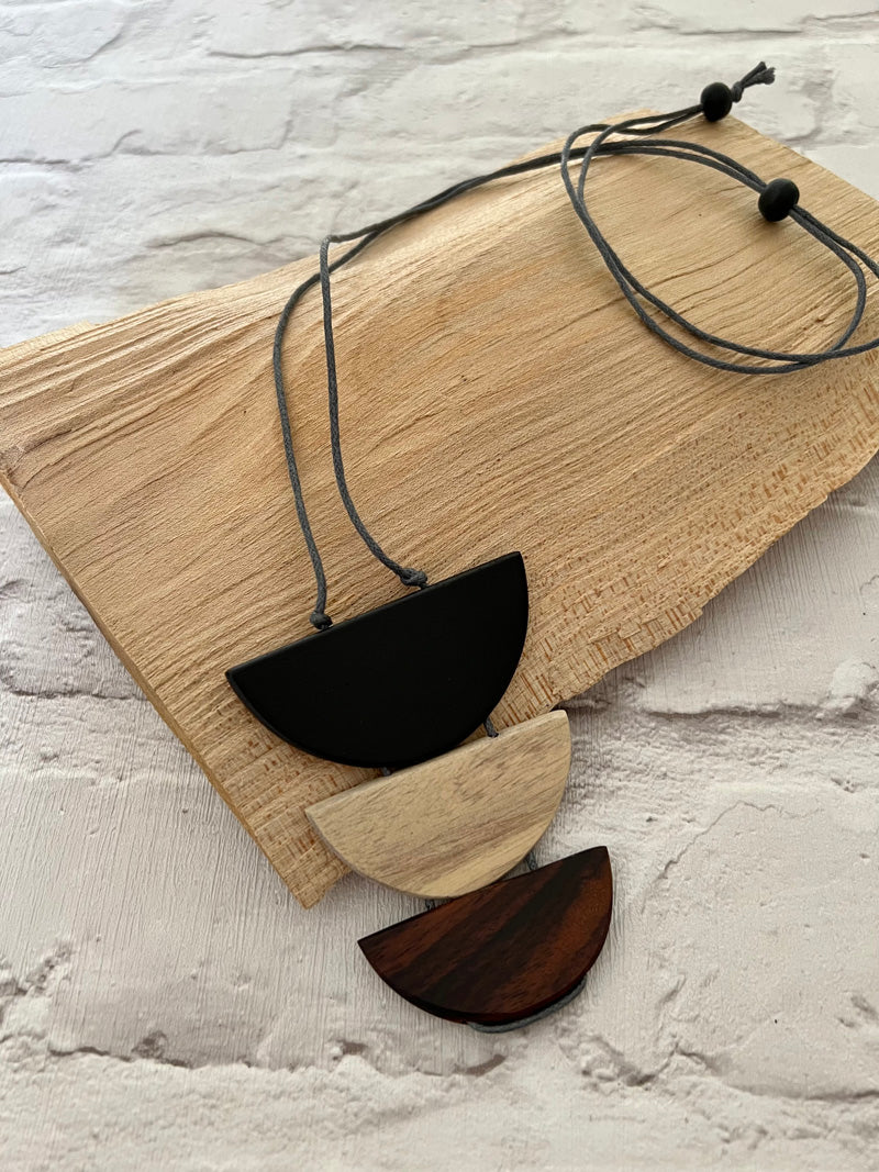 Delilah Wooden Long Pendant Necklace