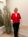 Mohair Round Neck Cardigan Red